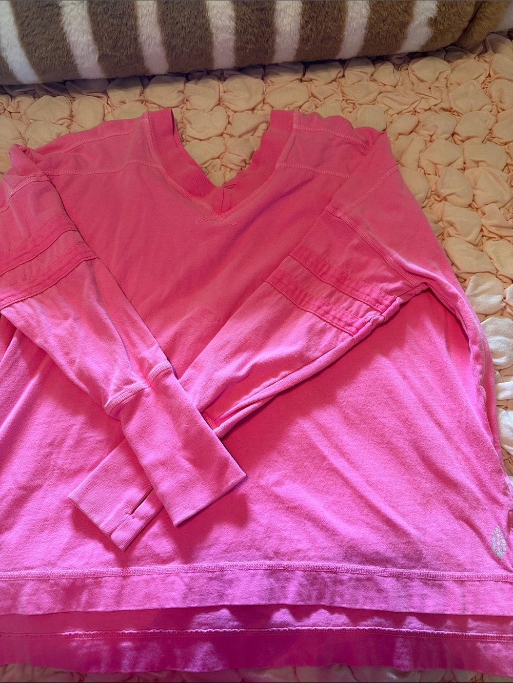Free People Hot Pink long sleeve muscle tee size XS